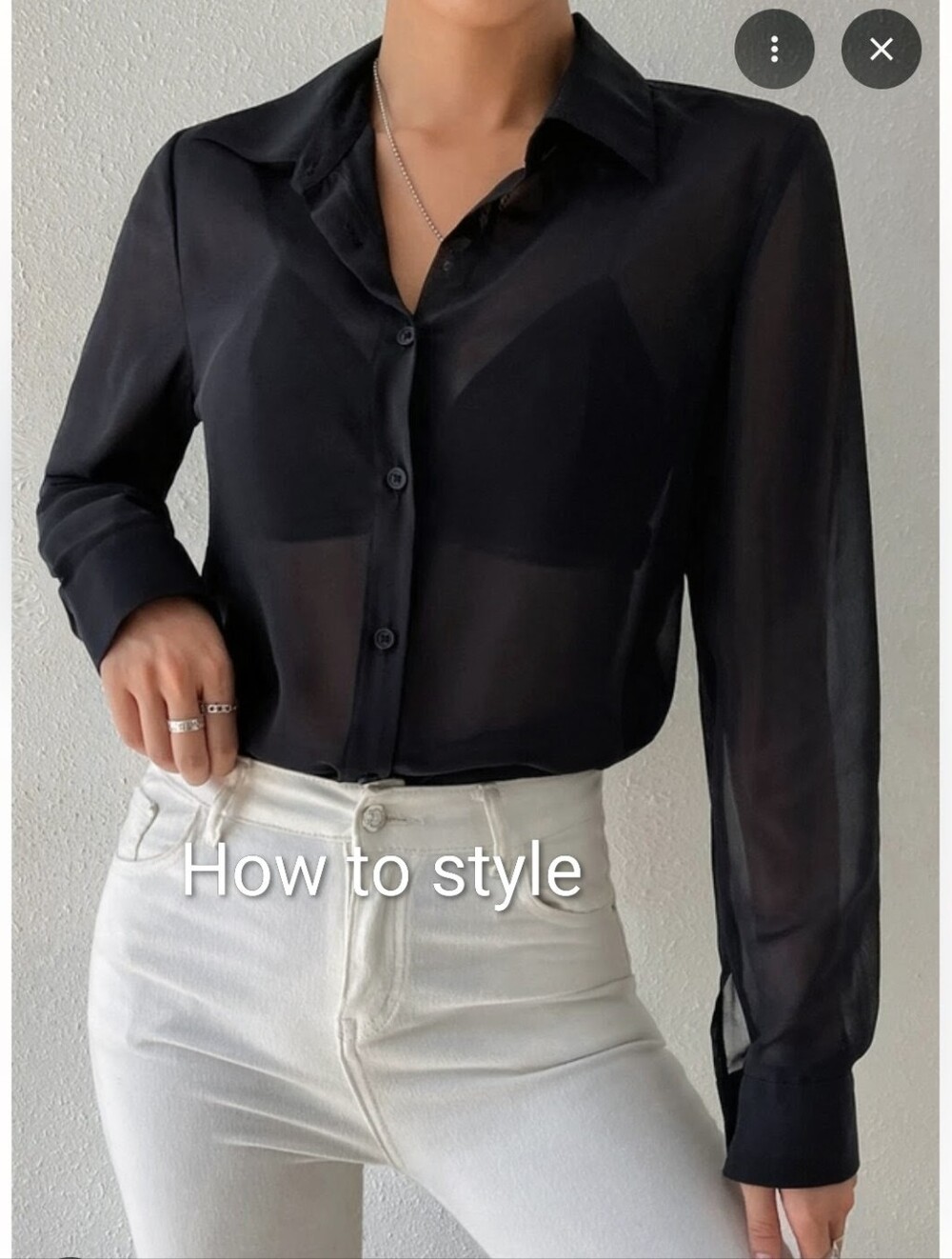 Express Black Sheer Button-Down Blouse